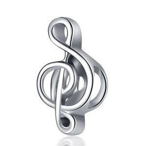 Charm for Bracelets, Silver, Zinc Alloy Musical Note Pendant/Charm  nwt